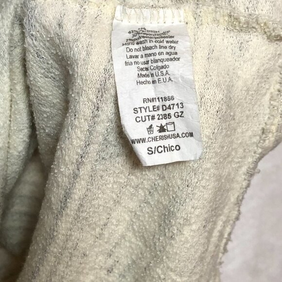 Cherish Cream & Gray Striped Half Sleeve Shirt Size Small - Picture 4 of 7